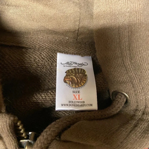 Christian Audigier Ed Hardy Save Our Beaches Surf Mob Zip Hoodie Sz XL - Picture 5 of 6